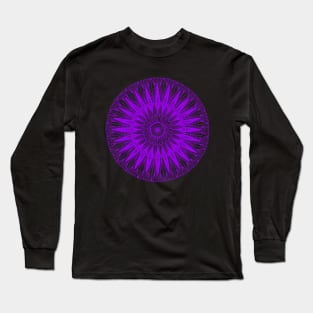 Mandala (purple on black) Long Sleeve T-Shirt